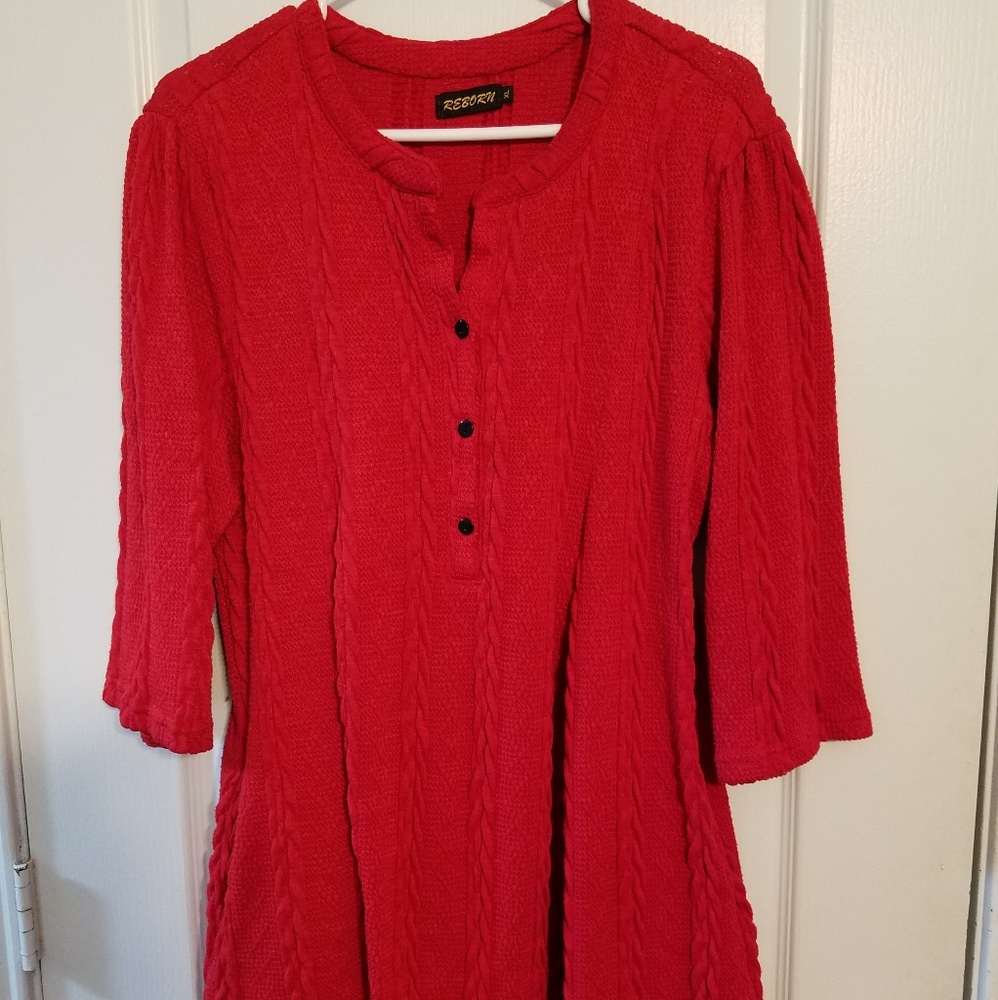 Red sweater tunic